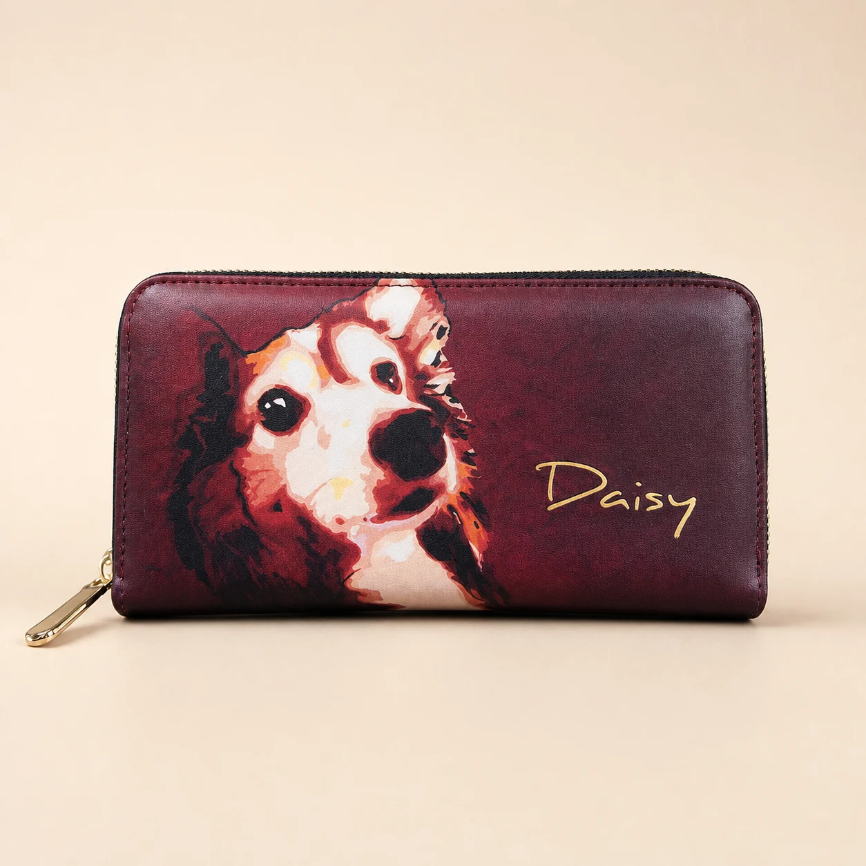 Daisy Pattern Long Wallet with Zipper