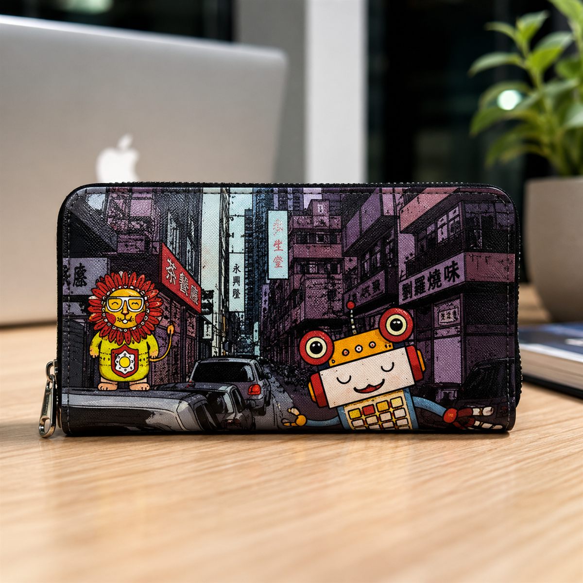 Chimoz HK Long Wallet with Zipper – Cityscape view 3